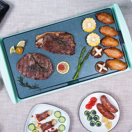GOIE electric grill household detachable barbecue pot electric barbecue grill Korean electric grill pan barbecue machine barbecue grill smokeless non-stick pan large barbecue plate green removable and washable for 2-6 people GOIE electric grill household detachable barbecue pot electric barbecue grill Korean electric grill pan barbecue machine barbecue grill smokeless non-stick pan large barbecue plate green removable and washable for 2-6 people
