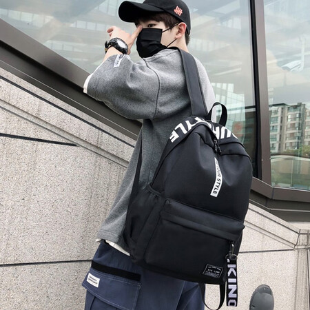 2020 new school bag men's backpack female junior high school students start school bag casual simple fashion trend canvas bag backpack all-match high school students black with sachet + bear ornament 2020 new school bag men's backpack female junior high school students start school bag casual simple fashion trend canvas bag backpack all-match high school students black with sachet + bear ornament