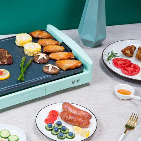 GOIE electric grill household detachable barbecue pot electric barbecue grill Korean electric grill pan barbecue machine barbecue grill smokeless non-stick pan large barbecue plate green removable and washable for 2-6 people GOIE electric grill household detachable barbecue pot electric barbecue grill Korean electric grill pan barbecue machine barbecue grill smokeless non-stick pan large barbecue plate green removable and washable for 2-6 people