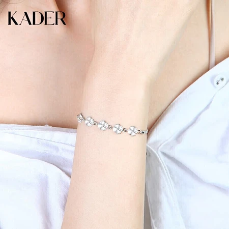 kader katiro 925 silver four-leaf clover bracelet girl bracelet ladies fashion jewelry birthday Christmas gift for girlfriend kader katiro 925 silver four-leaf clover bracelet girl bracelet ladies fashion jewelry birthday Christmas gift for girlfriend