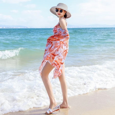Yifu swimsuit women's bikini three-piece set Korean hot spring boxer fashion slim Korean ins split sunscreen swimsuit orange L Yifu swimsuit women's bikini three-piece set Korean hot spring boxer fashion slim Korean ins split sunscreen swimsuit orange L