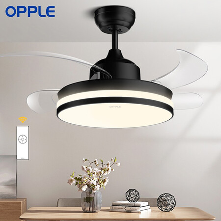 OPPLE invisible fan fan lamp living room dining room bedroom simple modern Nordic black electric fan lamp to send remote control can be shut down at regular time summer wind OPPLE invisible fan fan lamp living room dining room bedroom simple modern Nordic black electric fan lamp to send remote control can be shut down at regular time summer wind