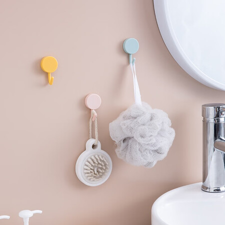 Xinxin hook sticky hook strong seamless punch kitchen bathroom exemption hook package bathroom door back wardrobe hanging hook 10 blue yellow Xinxin hook sticky hook strong seamless punch kitchen bathroom exemption hook package bathroom door back wardrobe hanging hook 10 blue yellow