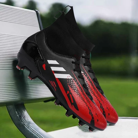 Men's football shoes with broken nails breathable short nails non-slip flying weaving children's football shoes men's long nails adult foot wide sports shoes game high-top football shoes student leather foot training shoes PISDO black and red spikes 41 Men's football shoes with broken nails breathable short nails non-slip flying weaving children's football shoes men's long nails adult foot wide sports shoes game high-top football shoes student leather foot training shoes PISDO black and red spikes 41