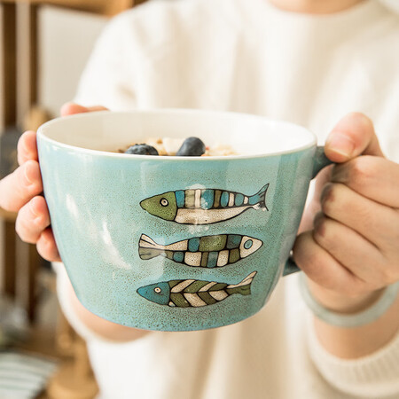 Youcci Fish Fun Blue Nordic Ceramic Mug Large Breakfast Cup Oatmeal Cup Milk Cup Large Capacity Large Mouth Mug Blue Breakfast Bowl Cup Noodle Cup Single Ear Noodle Cup-Fish Fun Blue Youcci Fish Fun Blue Nordic Ceramic Mug Large Breakfast Cup Oatmeal Cup Milk Cup Large Capacity Large Mouth Mug Blue Breakfast Bowl Cup Noodle Cup Single Ear Noodle Cup-Fish Fun Blue