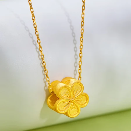 Xinwanfu Gold Pendant Women's Football Golden Small Peach Blossom Small Fresh Flower Pendant Gift for Girlfriend About 0.91g Xinwanfu Gold Pendant Women's Football Golden Small Peach Blossom Small Fresh Flower Pendant Gift for Girlfriend About 0.91g