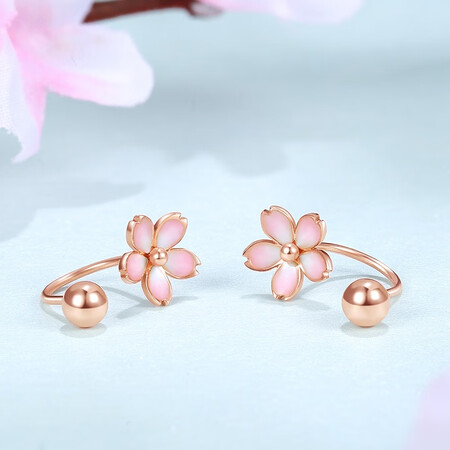 Saturday Fu Japanese Style Museum Series 18K Gold Earrings Women's Cherry Blossom Ear Hook Rose Gold Earrings Spot Saturday Fu Japanese Style Museum Series 18K Gold Earrings Women's Cherry Blossom Ear Hook Rose Gold Earrings Spot