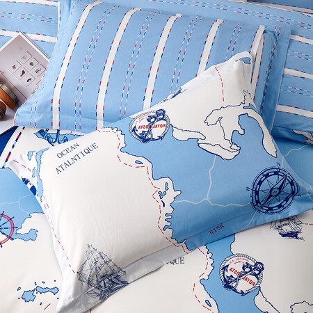 LOVO Home Textiles Bed four-piece set of pure cotton sheets and quilt cover cotton set of single double bed single bedding four-piece set Adventure coastline 1.8m bed suitable for quilt cover 220*240cm LOVO Home Textiles Bed four-piece set of pure cotton sheets and quilt cover cotton set of single double bed single bedding four-piece set Adventure coastline 1.8m bed suitable for quilt cover 220*240cm