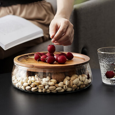Lingyi Glass Fruit Tray Creative Living Room Large Dried Fruit Tray Candy Box Modern Simple Household Tableware Tea Table Sealed Storage Jar Snack Tray Acacia Fruit Tray Color Boxed Lingyi Glass Fruit Tray Creative Living Room Large Dried Fruit Tray Candy Box Modern Simple Household Tableware Tea Table Sealed Storage Jar Snack Tray Acacia Fruit Tray Color Boxed