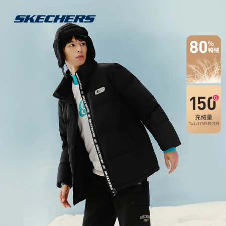 Skechers丨Skechers sports down jacket men and women with the same warm jacket carbon black L Skechers丨Skechers sports down jacket men and women with the same warm jacket carbon black L