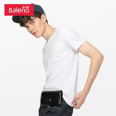 Baleno spring and summer youth fashion solid color V-neck short-sleeved T-shirt Korean style slim cotton t-shirt trend and easy-to-fit basic student top 01W bleach-V-neck L Baleno spring and summer youth fashion solid color V-neck short-sleeved T-shirt Korean style slim cotton t-shirt trend and easy-to-fit basic student top 01W bleach-V-neck L