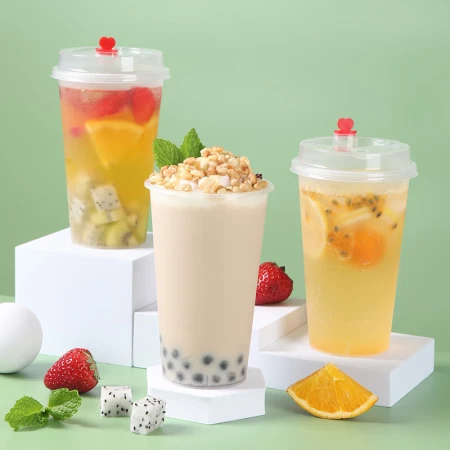 Meliya milk tea cup disposable with cover 500ml*20 sets of coffee pearl hot drink frosted plastic thickened cold drink juice Meliya milk tea cup disposable with cover 500ml*20 sets of coffee pearl hot drink frosted plastic thickened cold drink juice