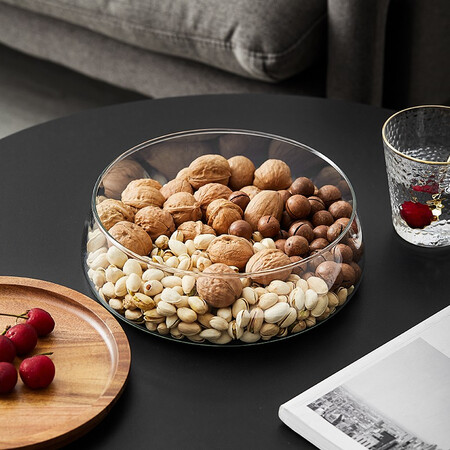 Lingyi Glass Fruit Tray Creative Living Room Large Dried Fruit Tray Candy Box Modern Simple Household Tableware Tea Table Sealed Storage Jar Snack Tray Acacia Fruit Tray Color Boxed Lingyi Glass Fruit Tray Creative Living Room Large Dried Fruit Tray Candy Box Modern Simple Household Tableware Tea Table Sealed Storage Jar Snack Tray Acacia Fruit Tray Color Boxed