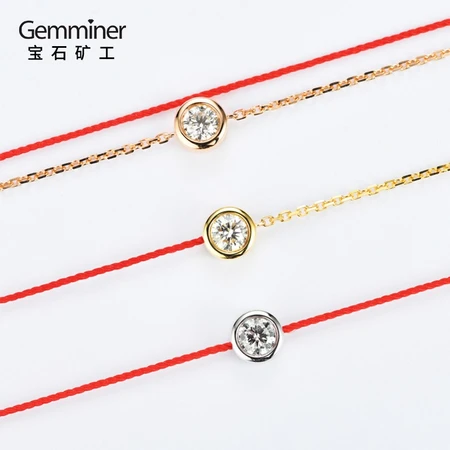 Gem miners 18K gold zodiac year red rope diamond bracelet women's color gold half rope half chain single diamond bracelet real diamond gold half rope half chain custom 20 points Gem miners 18K gold zodiac year red rope diamond bracelet women's color gold half rope half chain single diamond bracelet real diamond gold half rope half chain custom 20 points