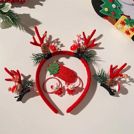 2022 Christmas hair clip headband gift box set girls cute elk horn hair clip headband children's Christmas hair accessories eyebrow stickers 2022 Christmas hair clip headband gift box set girls cute elk horn hair clip headband children's Christmas hair accessories eyebrow stickers