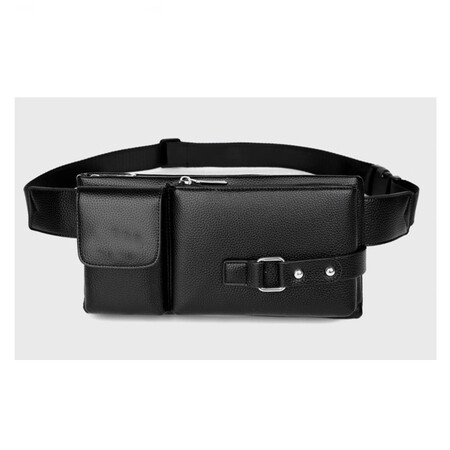 Men's waist bag soft leather new old flower Yankees sports messenger bag waist bag ins trend men and women with the same style 1822 black-large capacity Men's waist bag soft leather new old flower Yankees sports messenger bag waist bag ins trend men and women with the same style 1822 black-large capacity