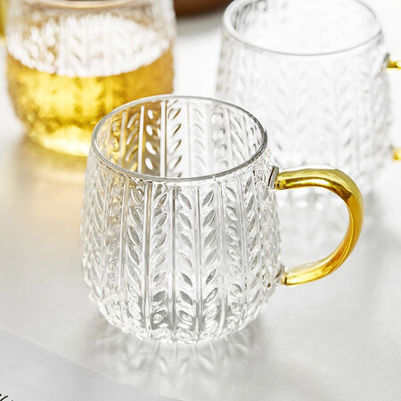 Bowei Creative Wheat Ear Pattern Glass Jug Large Capacity With Handle Cooler Home Heat-resistant Explosion-proof Drinking Cup Set 1 Pot 4 Cups 1 Tray Bowei Creative Wheat Ear Pattern Glass Jug Large Capacity With Handle Cooler Home Heat-resistant Explosion-proof Drinking Cup Set 1 Pot 4 Cups 1 Tray