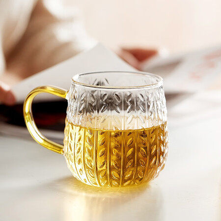 Bowei Creative Wheat Ear Pattern Glass Jug Large Capacity With Handle Cooler Home Heat-resistant Explosion-proof Drinking Cup Set 1 Pot 4 Cups 1 Tray Bowei Creative Wheat Ear Pattern Glass Jug Large Capacity With Handle Cooler Home Heat-resistant Explosion-proof Drinking Cup Set 1 Pot 4 Cups 1 Tray