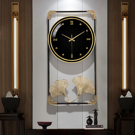 New Chinese style copper wall clock, personality, light luxury, clock, living room, modern creative clock decoration, household art, atmosphere silent clock Z-G022 and Hemeimei 38*74cm others New Chinese style copper wall clock, personality, light luxury, clock, living room, modern creative clock decoration, household art, atmosphere silent clock Z-G022 and Hemeimei 38*74cm others