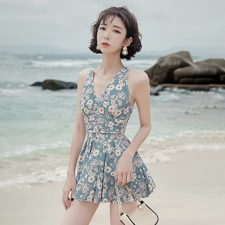Youyou Swimsuit Women's Summer Conservative Cover Belly Slim Fairy Fan ins Sexy One-Piece Hot Spring Swimsuit 12122 Blue XL110-125kg Youyou Swimsuit Women's Summer Conservative Cover Belly Slim Fairy Fan ins Sexy One-Piece Hot Spring Swimsuit 12122 Blue XL110-125kg
