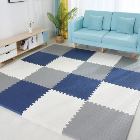 Cuttlefish foam floor mat large thickened 16 pieces 60*60cm children's bedroom mosaic crawling mat home baby game non-slip mat living room sponge floor tatami white gray blue 5754 Cuttlefish foam floor mat large thickened 16 pieces 60*60cm children's bedroom mosaic crawling mat home baby game non-slip mat living room sponge floor tatami white gray blue 5754
