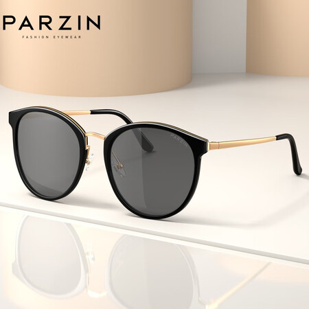 Parson PARZIN polarized sunglasses female Song Zuer star with the same retro street beat metal tide sunglasses female 9913 black frame black gray film Parson PARZIN polarized sunglasses female Song Zuer star with the same retro street beat metal tide sunglasses female 9913 black frame black gray film