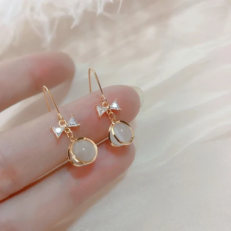 Ideer Internet celebrity with the same opal earrings women's 2022 new trendy earrings summer temperament all-match bow earrings Korean girls birthday gift for wife girlfriend bow opal earrings A1Y201 Ideer Internet celebrity with the same opal earrings women's 2022 new trendy earrings summer temperament all-match bow earrings Korean girls birthday gift for wife girlfriend bow opal earrings A1Y201