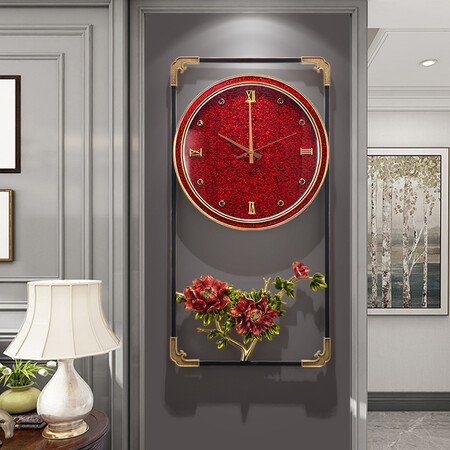 New Chinese style copper wall clock, personality, light luxury, clock, living room, modern creative clock decoration, household art, atmosphere silent clock Z-G022 and Hemeimei 38*74cm others New Chinese style copper wall clock, personality, light luxury, clock, living room, modern creative clock decoration, household art, atmosphere silent clock Z-G022 and Hemeimei 38*74cm others