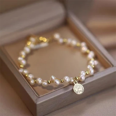 Tika Shiqi Baroque Freshwater Pearl Round Bracelet Female Fashion Temperament Versatile Niche Design Bracelet Light Luxury Hand Decoration Freshwater Pearl Round Bracelet LX01783 Tika Shiqi Baroque Freshwater Pearl Round Bracelet Female Fashion Temperament Versatile Niche Design Bracelet Light Luxury Hand Decoration Freshwater Pearl Round Bracelet LX01783