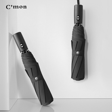 C'mon plain color automatic umbrella self-opening and self-receiving automatic umbrella large windproof and reinforced three-fold men's business folding umbrella 58.5cm*8 bone black C'mon plain color automatic umbrella self-opening and self-receiving automatic umbrella large windproof and reinforced three-fold men's business folding umbrella 58.5cm*8 bone black