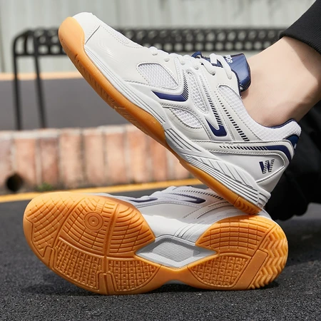 Pull back sports sneakers low-top thick bottom non-slip table tennis shoes breathable mesh shoes men and women couple shoes shock-absorbing floor table tennis shoes suitable for both indoor and outdoor 103HC white/dark blue 42/standard size Pull back sports sneakers low-top thick bottom non-slip table tennis shoes breathable mesh shoes men and women couple shoes shock-absorbing floor table tennis shoes suitable for both indoor and outdoor 103HC white/dark blue 42/standard size