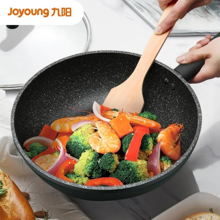 Jiuyang Joyoung wok Maifan stone color non-stick pan plus flat frying pan household cooking pot 30cm gas induction cooker universal Jiuyang Joyoung wok Maifan stone color non-stick pan plus flat frying pan household cooking pot 30cm gas induction cooker universal