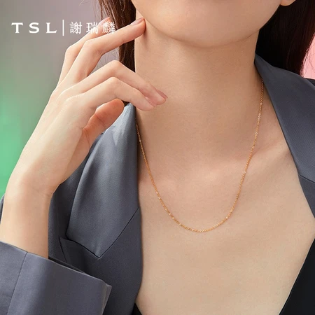 TSL Xie Ruilin Gold Necklace Women's O-shaped Chain Plain Chain Pure Gold Clavicle Chain Temperament Fashion Fine Gold Chain YM039 About 3.2 Grams Labor Cost About 380 Yuan TSL Xie Ruilin Gold Necklace Women's O-shaped Chain Plain Chain Pure Gold Clavicle Chain Temperament Fashion Fine Gold Chain YM039 About 3.2 Grams Labor Cost About 380 Yuan