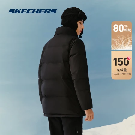 Skechers丨Skechers sports down jacket men and women with the same warm jacket carbon black L Skechers丨Skechers sports down jacket men and women with the same warm jacket carbon black L