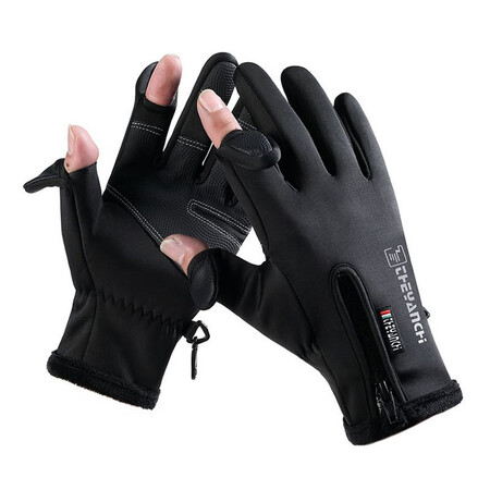 SeaFire outdoor waterproof fishing gloves leak two fingers winter zipper touch screen men and women windproof electric car gloves warm sports plus velvet riding equipment SeaFire outdoor waterproof fishing gloves leak two fingers winter zipper touch screen men and women windproof electric car gloves warm sports plus velvet riding equipment