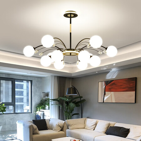 Xin Yu living room lamp simple modern atmosphere net red magic bean chandelier 2021 new Nordic restaurant chandelier bedroom lamp whole house lighting package three rooms two halls 12 gold tricolor Xin Yu living room lamp simple modern atmosphere net red magic bean chandelier 2021 new Nordic restaurant chandelier bedroom lamp whole house lighting package three rooms two halls 12 gold tricolor