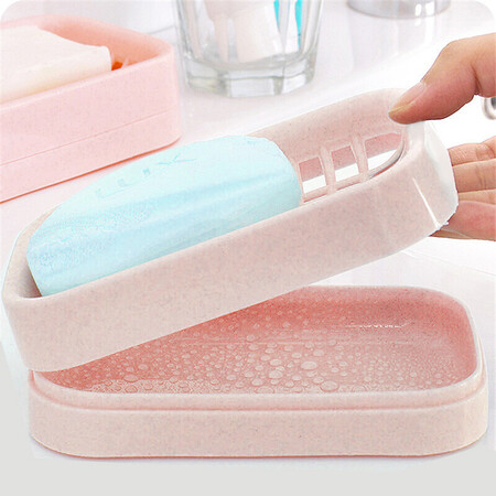 Damper soap box soap box double-layer drain soap powder pink Damper soap box soap box double-layer drain soap powder pink
