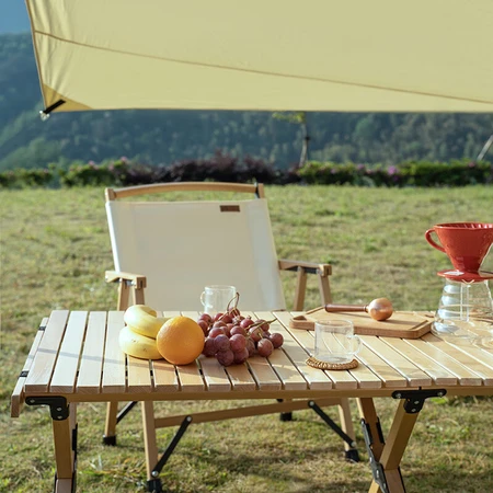 MOBIGARDEN Outdoor Camping Party Self-driving Picnic BBQ Portable Outdoor Folding Table Dining Table Solid Wood Egg Roll Table NX20665007 Log Color L MOBIGARDEN Outdoor Camping Party Self-driving Picnic BBQ Portable Outdoor Folding Table Dining Table Solid Wood Egg Roll Table NX20665007 Log Color L