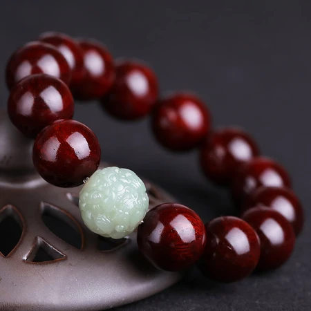 Yanyun Jewelry Lobular Red Sandalwood Bracelet Indian Old Material Hetian Jade Pixiu Transfer Bracelet Wenwan Buddha Beads Plate Play Rosary Wooden Bracelet Handle 15mm for Men and Women with Certificate of Appraisal Yanyun Jewelry Lobular Red Sandalwood Bracelet Indian Old Material Hetian Jade Pixiu Transfer Bracelet Wenwan Buddha Beads Plate Play Rosary Wooden Bracelet Handle 15mm for Men and Women with Certificate of Appraisal