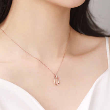 Zokay Diamond Pendant Rose 18K Gold Geometric Pendant Necklace Simple and Versatile Gift D08683 with 18K Gold Chain Zokay Diamond Pendant Rose 18K Gold Geometric Pendant Necklace Simple and Versatile Gift D08683 with 18K Gold Chain