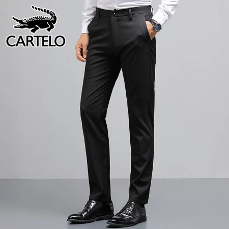 Cartelo crocodile casual pants men's spring and summer business casual trousers men's slim straight long trousers men's black 32/2XL Cartelo crocodile casual pants men's spring and summer business casual trousers men's slim straight long trousers men's black 32/2XL
