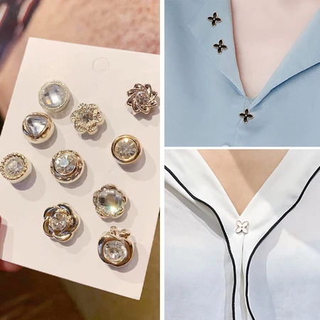 Chimera CHIMERA 10 pcs pin decoration cute silk scarf brooch accessories women's press buttons Japan and South Korea anti-light collar buttons silver Chimera CHIMERA 10 pcs pin decoration cute silk scarf brooch accessories women's press buttons Japan and South Korea anti-light collar buttons silver