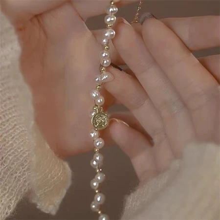 Tika Shiqi Baroque Freshwater Pearl Round Bracelet Female Fashion Temperament Versatile Niche Design Bracelet Light Luxury Hand Decoration Freshwater Pearl Round Bracelet LX01783 Tika Shiqi Baroque Freshwater Pearl Round Bracelet Female Fashion Temperament Versatile Niche Design Bracelet Light Luxury Hand Decoration Freshwater Pearl Round Bracelet LX01783