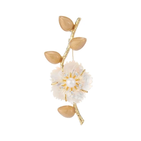 Gunai shell flower brooch women's high-end pearl corsage temperament luxury suit coat pin buckle clothes collar pin accessories X403 elegant shell flower brooch Gunai shell flower brooch women's high-end pearl corsage temperament luxury suit coat pin buckle clothes collar pin accessories X403 elegant shell flower brooch