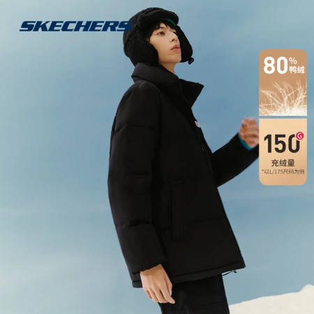 Skechers丨Skechers sports down jacket men and women with the same warm jacket carbon black L Skechers丨Skechers sports down jacket men and women with the same warm jacket carbon black L