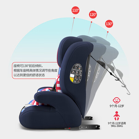 Zhongba ZHONGBA car child safety seat isofix hard interface suitable for about 9 months-12 years old 9-36kg baby star blue Zhongba ZHONGBA car child safety seat isofix hard interface suitable for about 9 months-12 years old 9-36kg baby star blue