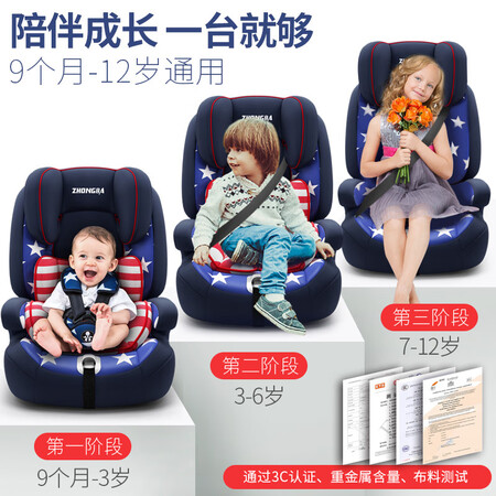 Zhongba ZHONGBA car child safety seat isofix hard interface suitable for about 9 months-12 years old 9-36kg baby star blue Zhongba ZHONGBA car child safety seat isofix hard interface suitable for about 9 months-12 years old 9-36kg baby star blue