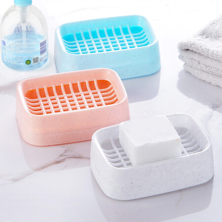 Damper soap box soap box double-layer drain soap powder pink Damper soap box soap box double-layer drain soap powder pink