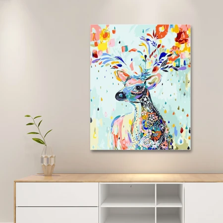 Cuttlefish diy digital oil painting 3254 painted deer 40*50cm fill in pictures handmade DIY new Chinese style bedroom decoration painting porch aisle painting Cuttlefish diy digital oil painting 3254 painted deer 40*50cm fill in pictures handmade DIY new Chinese style bedroom decoration painting porch aisle painting