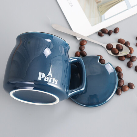 Bethes Office Drinking Cup Coffee Cup Set Ceramic Tea Cup Mug with Lid and Spoon Milk Cup Breakfast Cup Ceramic Cup Blue Bethes Office Drinking Cup Coffee Cup Set Ceramic Tea Cup Mug with Lid and Spoon Milk Cup Breakfast Cup Ceramic Cup Blue